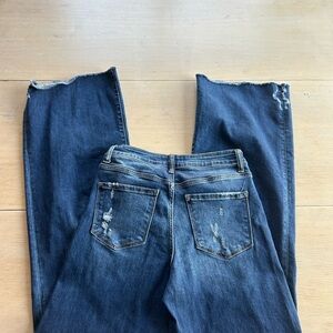 Flying Monkey Dark Blue Distressed Flare Jeans